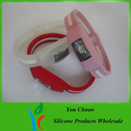Serigrafía impresa y relojes de la pulsera del silicio del color del pantone con el logotipo impreso