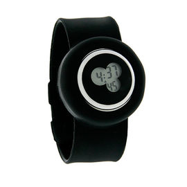 Reloj negro del cuarzo de la alarma de Digitaces de la jalea del XL los 43MM del reloj de la pulsera del silicón