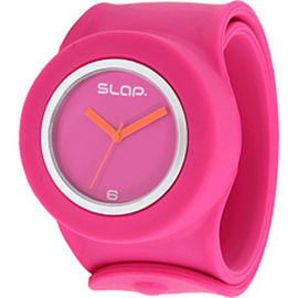 Reloj rosado amarillo de la pulsera del silicón de las muchachas, reloj de goma del OEM