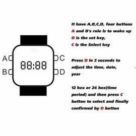 Banda casual clásica del silicón del estilo del deporte del negro del reloj de la pulsera del silicón del LED