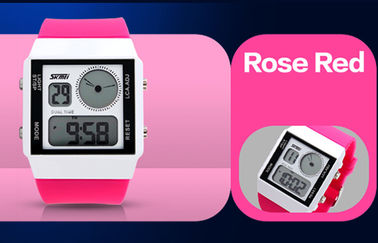 Tiempo dual del reloj análogo-digital unisex del paso acelerado con 5 contraluces de los colores