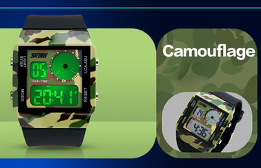 Tiempo dual del reloj análogo-digital unisex del paso acelerado con 5 contraluces de los colores