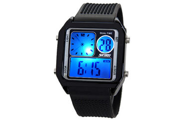 El reloj análogo del LCD de la banda de la PU del contraluz del EL, alarma los relojes de Digitaces