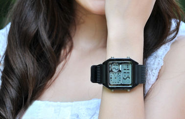 El reloj análogo del LCD de la banda de la PU del contraluz del EL, alarma los relojes de Digitaces