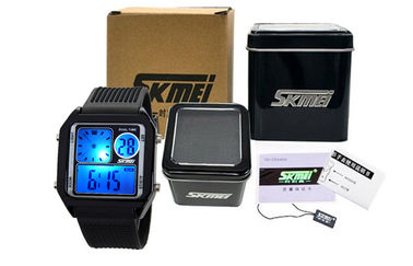 El reloj análogo del LCD de la banda de la PU del contraluz del EL, alarma los relojes de Digitaces