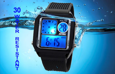 El reloj análogo del LCD de la banda de la PU del contraluz del EL, alarma los relojes de Digitaces