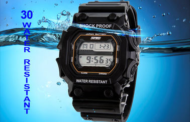 Relojes para hombre de la hebilla del contraluz del EL del reloj de Digitaces del deporte del cuadrado de Skmei
