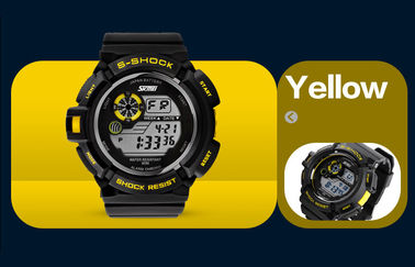 Reloj de Digitaces multifuncional de la pantalla del LCD del negro de la moda de los muchachos con el contraluz del EL