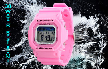 Los ABS blancos del reloj de Digitaces de las señoras elegantes encajonan 12/24 horas de relojes