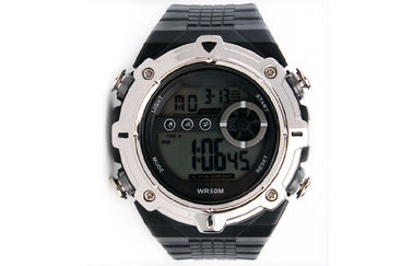 Relojes electrónicos de la PU del carillón por hora del reloj de Digitaces de la cara grande para el hombre