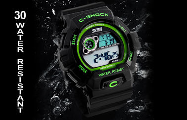 12/24 prendas impermeables de la atmósfera del reloj 3 del LCD del choque de la hora para los hombres jovenes