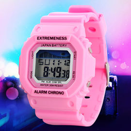 El reloj de Digitaces multifuncional rosado para los niños, 12H/24H da formato