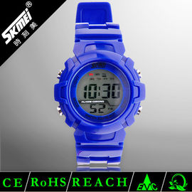 Prenda impermeable plástica de la correa de la PU de Digitaces del deporte del LCD del uso multifuncional del reloj
