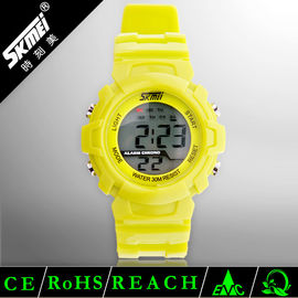 Prenda impermeable plástica de la correa de la PU de Digitaces del deporte del LCD del uso multifuncional del reloj