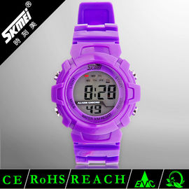 Prenda impermeable plástica de la correa de la PU de Digitaces del deporte del LCD del uso multifuncional del reloj