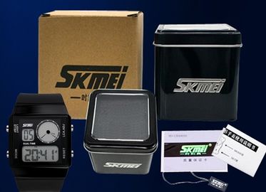 Dos correa plástica del reloj de Mutifunction Digitaces de los deportes de la zona horaria con 5 contraluces de los colores