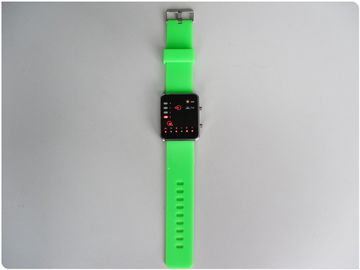 La pulsera verde del reloj/de la goma de silicona del binario LED mira al OEM