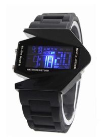 Reloj de Digitaces multifuncional formado aviones blancos y negros, reloj impermeable del LED