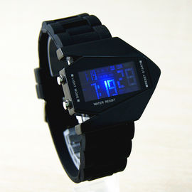 Reloj de Digitaces multifuncional formado aviones blancos y negros, reloj impermeable del LED