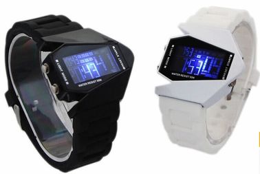 Reloj de Digitaces multifuncional formado aviones blancos y negros, reloj impermeable del LED