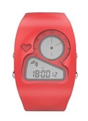 Único rojo de la cara de Digitaces de la prenda impermeable plástica doble del reloj formado para las mujeres