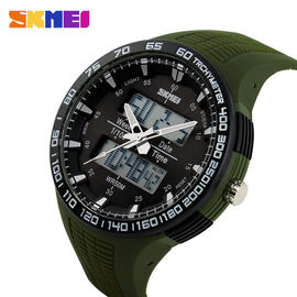 Reloj análogo-digital del dial grande del verde caqui con Japón doble Movts