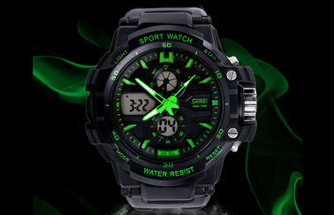 Reloj análogo-digital de la zona horaria dual del hombre del OEM con el carillón por hora