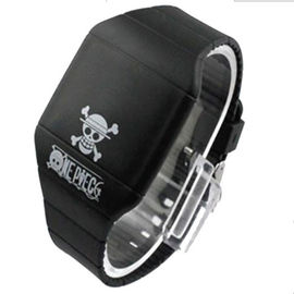 Reloj de goma negro de los deportes de los hombres LED Digital con la impresión del logotipo del cráneo para el regalo de Halloween