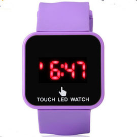 Reloj púrpura del LED Digital para el ODM del OEM de la pulsera del estuche de plástico + del silicón de la muchacha
