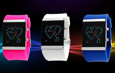 Reloj de las muchachas LED Digital, relojes electrónicos de la correa azul del silicón