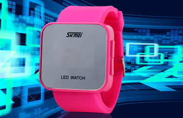 Resistente de agua rosado de la atmósfera del reloj 1 de la caja LED del ABS del reloj de Wommens Digital