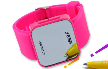 Resistente de agua rosado de la atmósfera del reloj 1 de la caja LED del ABS del reloj de Wommens Digital