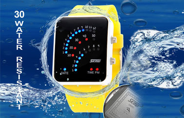 Negro 12/24 cajas de la aleación del reloj de la hora LED Digital para adolescente