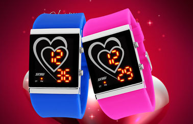 Reloj del espejo del contraluz del EL de los pares del estilo del corazón del reloj del LED Digital