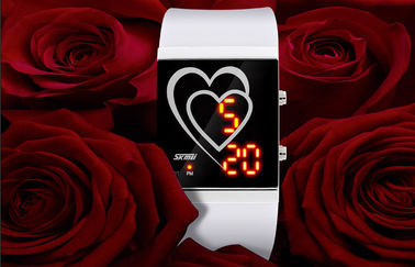 Reloj del espejo del contraluz del EL de los pares del estilo del corazón del reloj del LED Digital