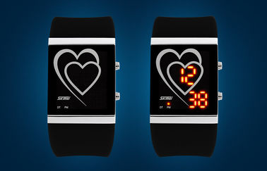 Reloj del espejo del contraluz del EL de los pares del estilo del corazón del reloj del LED Digital