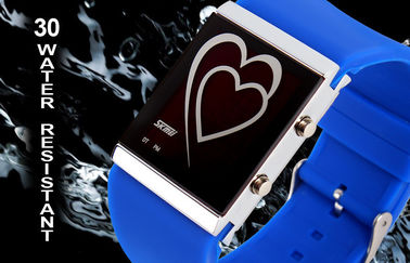 Reloj del espejo del contraluz del EL de los pares del estilo del corazón del reloj del LED Digital