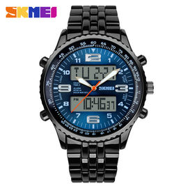 Reloj negro de la correa del metal del LCD