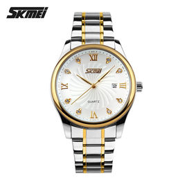 Ocio de oro impermeable del negocio del reloj de la correa del metal para los hombres