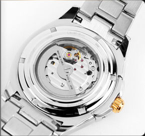 Estructura esquelética de lujo elegante de Visiable del metal de la máquina de la correa de los hombres automáticos del reloj