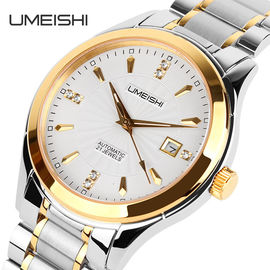 Reloj de la correa del metal del acero inoxidable del lujo 316L con la caja de oro de los vidrios del zafiro
