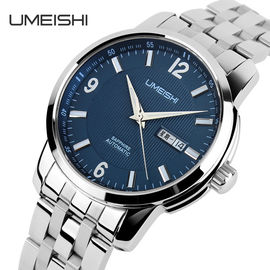 Reloj azul de la correa del metal de la cara con la semana Steeel inoxidable de la fecha