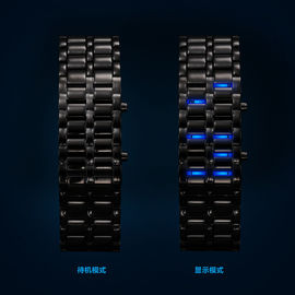 Reloj llevado azul de la pulsera de la banda de heavy metal del reloj del samurai de encargo del hierro para los hombres