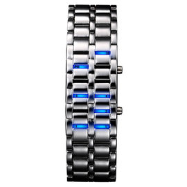 Reloj llevado azul de la pulsera de la banda de heavy metal del reloj del samurai de encargo del hierro para los hombres