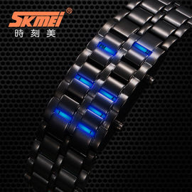 Reloj llevado azul de la pulsera de la banda de heavy metal del reloj del samurai de encargo del hierro para los hombres