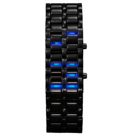 Reloj llevado azul de la pulsera de la banda de heavy metal del reloj del samurai de encargo del hierro para los hombres