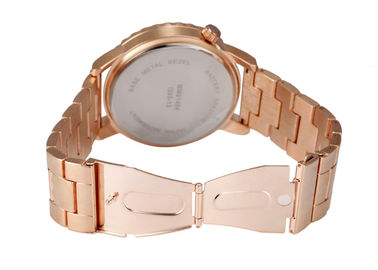 Los relojes de oro de la correa del metal de la aleación del cuarzo de Digitaces con la alarma diaria/Chime cada hora
