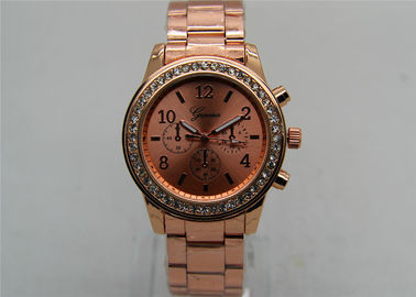 Reloj de la correa del metal del oro de Rose/prenda impermeable análoga del reloj 1ATM del cuarzo