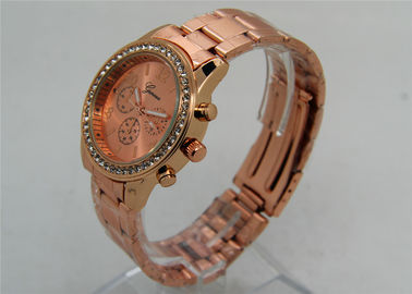 Reloj de la correa del metal del oro de Rose/prenda impermeable análoga del reloj 1ATM del cuarzo