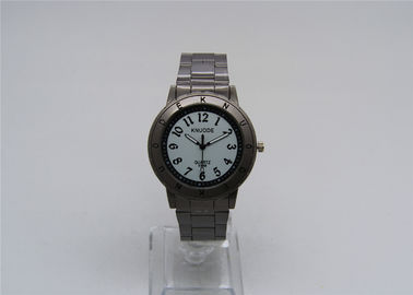 Reloj gris de la correa del metal de la pintura al óleo de la caja redonda de la aleación para la señora